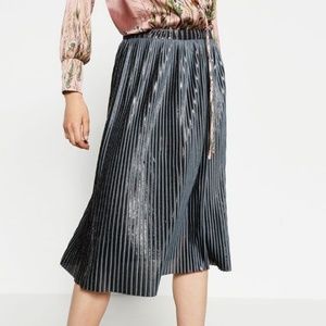 Zara Shiny Pleated Midi Skirt
